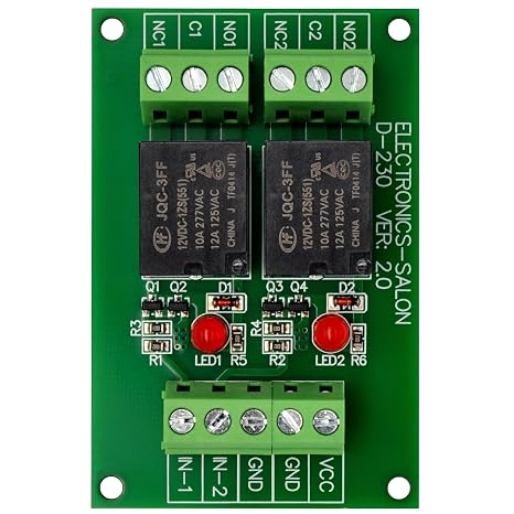 Electronics-Salon 2 SPDT 10Amp Power Relay Module, DC 12V Version.