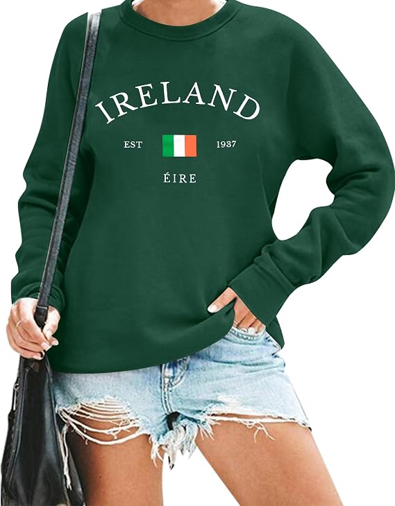 VILOVE St. Patricks Day Sweatshirt Women: Shamrock Sweatshirt Lucky Pullover Funny Luck Long Sleeve Tops
