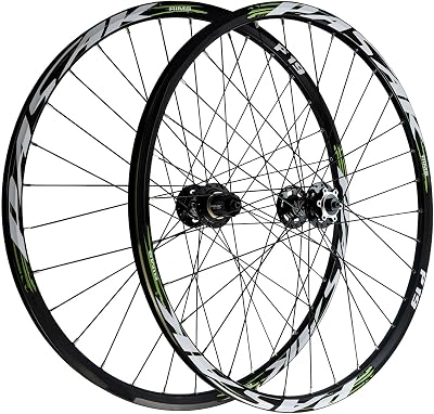 AuroraXQ Mountain Bike Wheel Set 26 27.5 29 Inch, Aluminum Alloy Disc Brake HG Hub Bike Wheels Quick Release Compatibility 7-12 Speed and 1.25~2.25 Tire