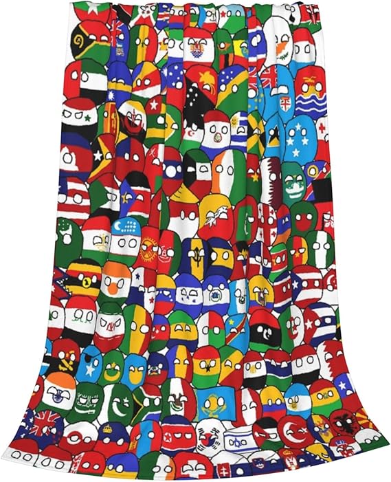 Countryball Polandball World Map Throw Blanket Flannel Fleece Fuzzy Blanket 60"X80" Soft Cozy Lightweight Blanket for Home Decor Bed Sofa Office Bedroom Living Room Travel