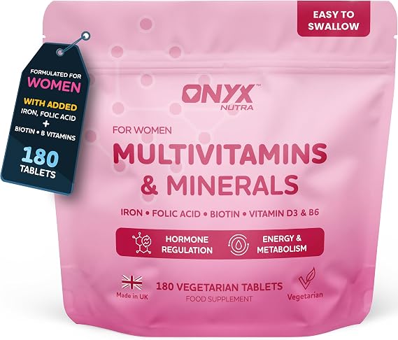 Women’s Multivitamins & Minerals – 180 Tablets (6 Month Supply) | with Iron 14mg, Folic Acid, Biotin, Vitamin D3, B6 & Calcium | High Strength 1-A-Day for Energy, Tiredness, Immune & Hormone Support