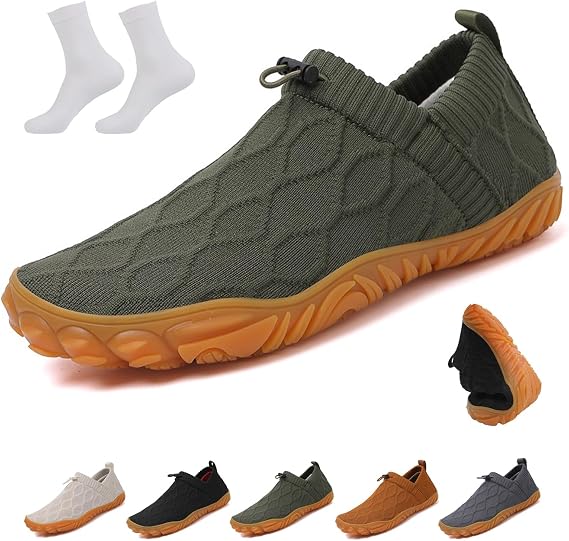 Slip On Barefoot Shoe, Recovery Slip On Shoes for Men, Breathable Lightweight Non-Slip Running Sneakers(Green,US 11)