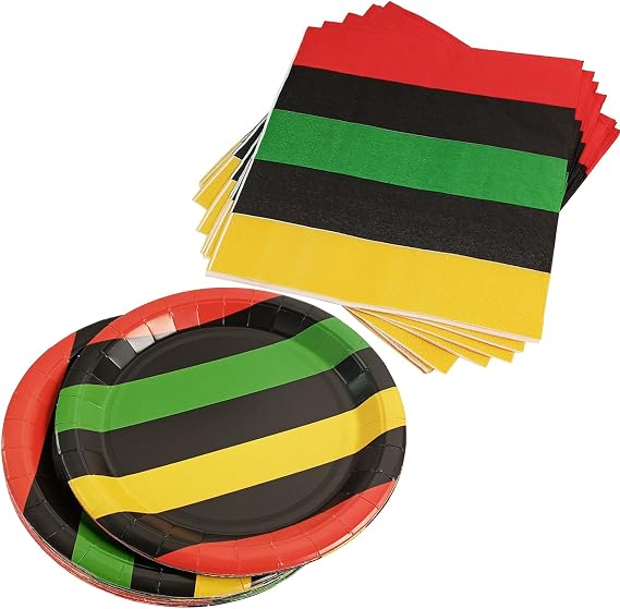 Juneteenth Party Plates and Napkins Paper Black History Month Plates Tissues African Birthday Party tableware disposable
