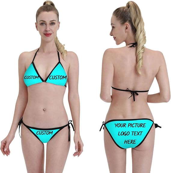 Custom Bikini Sets for Women Add Your Photo Logo Text Name Women's Swimsuit Sexy Two-Piece