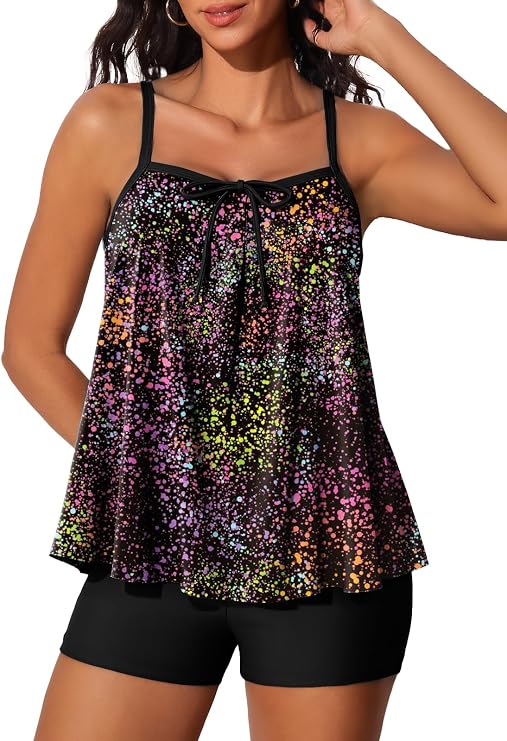Summer Mae Plus Size Swimsuits for Women Two Piece Tankini Sets Tummy Control Bathing Suit Swimwear with Shorts