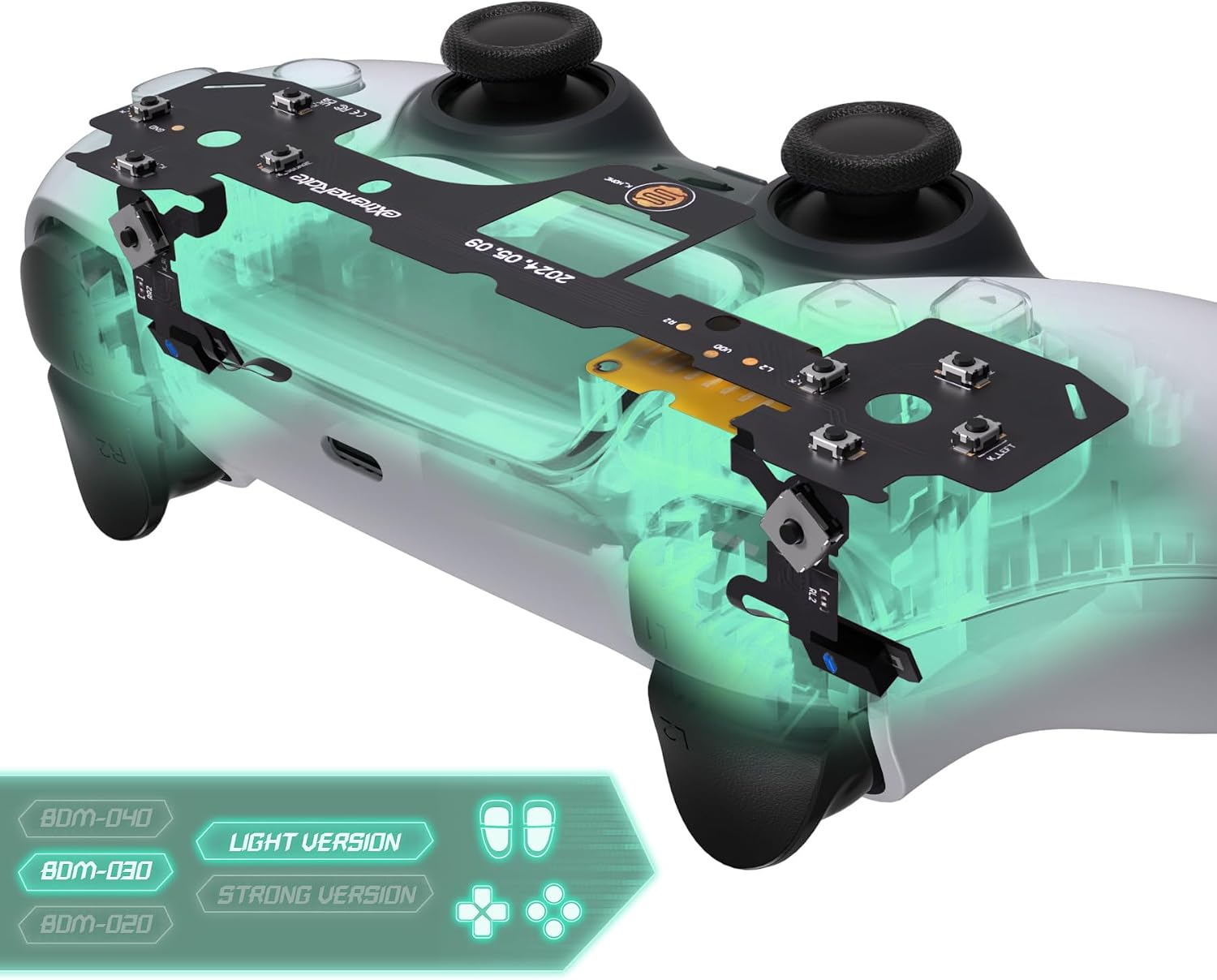 eXtremeRate ps5 controller BDM-030 light version hole clicky kit for shoulder & face & direction keys, custom microswitch L2R2 face button clicky kit & tactile L1R1 mouse click for ps5 controller