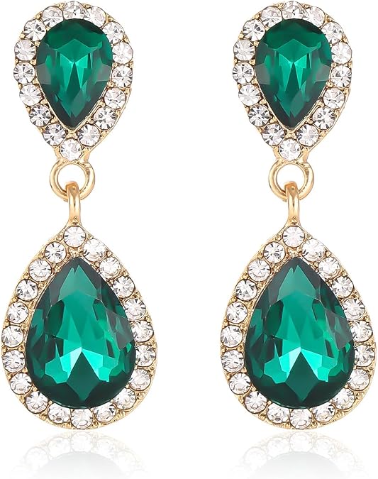 Vintage Rhinestone Teardrop Dangle Earrings Sparkle Crystal Bridal Earrings for Brides Bridesmaides Statement Drop Earrings for Women Wedding Formal Prom