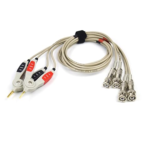 ZIBOO LCR-03 LCR Meter Test Leads BNC Male Plug 4-Wire Kelvin Compatible with Keithley/Tektronix/HP/Agilent/Anritsu/Ericsson LCR Meter Benchtop Tester,Capacitance Meter,Benchtop Inductance Meter