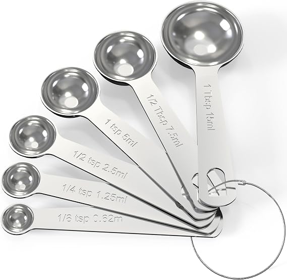 TILUCK Stainless Steel Measuring Cups & Spoons Set,Coffee Scoop Spoon | Kitchen Gadgets for Cooking & Baking,Set of 6