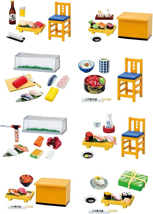Re-Ment Sushi Restaurant Blind Box - Includes 1 of 8 Collectible Mini Figurines - Fun and Versatile Decoration