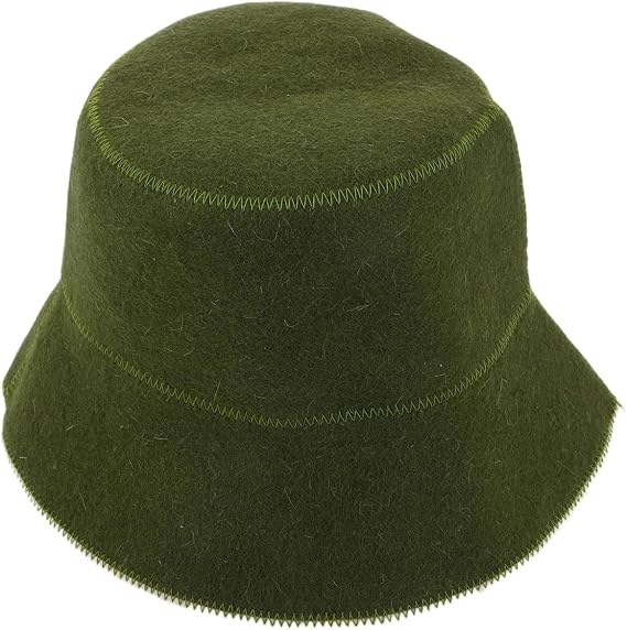 2pcs Sauna Bucket Hats for Woman Take Shower Accessories Hair Dry Cap 3 Colors for Choise Natural Felt Sauna Accessories Cap(Olive Green)