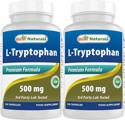 Best Naturals L-Tryptophan 500 mg 120 Capsules 120 Count Pack of 2