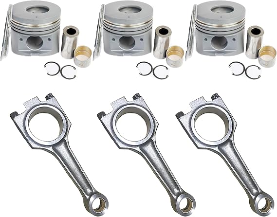 3 SET STD Piston Kit & Connecting Rod 31A1901024 31B19-01023 31A17-08400 31A17-07100 MM433921 Fikowjs Compatible with Mitsubishi S3L S3L2 Engine