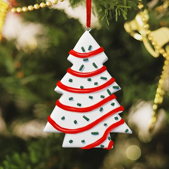 kockuu 2 Pcs Christmas Tree Cake Ornaments, Funny Snack Cake Christmas Tree Shaped Hanging Ornaments, Handmade Polymer Clay Dessert Crafts, Unique Gifts Exchange Decorations