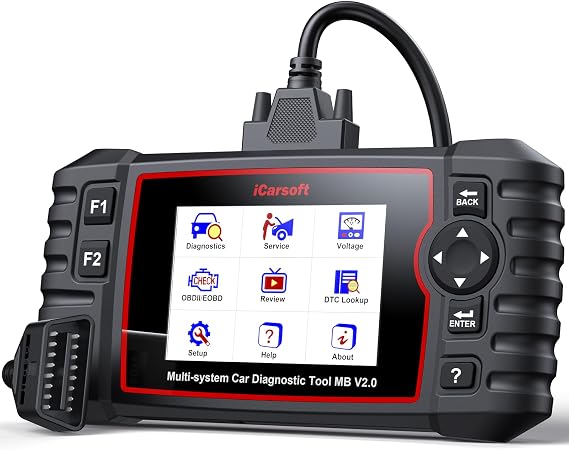 iCarsoft MB V2.0 Full System Diagnostic Scan Tool for Most Mercedes Benz from 1996-Present OBD2 Scanner 9 Reset AutoVIN Free Update Car Code Reader with Battery Test CAN FD 15 Languages Plug-and-Play