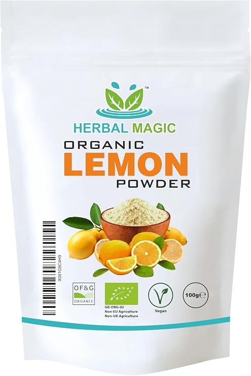 Herbal Magic's Pure & Organic Lemon juice Powder - Rich & Vibrant Smoothies, Shakes, Juices, Baking, Cuisines - irresistibly delicious - for an active lifestyle -100g