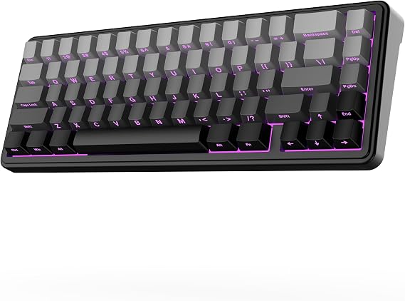 EPOMAKER x Aula F65 65% Wireless Hot-Swappable Gasket Mechanical Keyboard | 5-Layer Sound Dampening Padding for Rich Thocky Sound, RGB Backlit, Tri-Mode(BT 5.0/2.4G/USB-C) (Black, Reaper Switch)