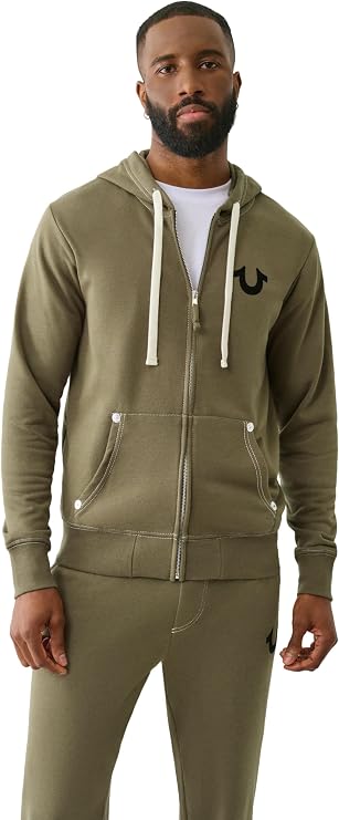 True Religion Mens Buddha Logo Zip Hoodie