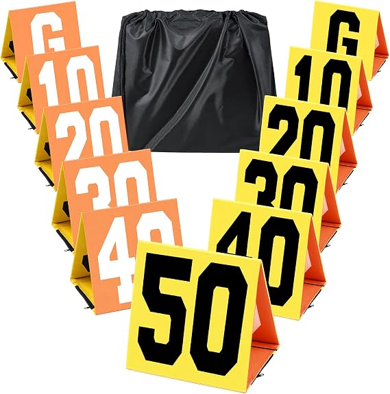 Liliful Football Yard Markers High Visibility Field Yard Line Markers 12.5 Inch Portable Weighted Yardage Marking with Carry Bag for Sports Game Training