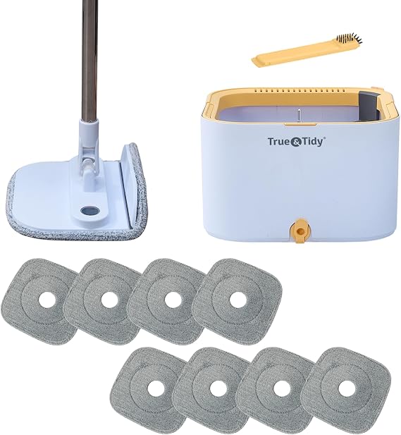 True & Tidy TrueClean Spin Mop 2.0 w/Detachable Bucket & Foldable Mop Head