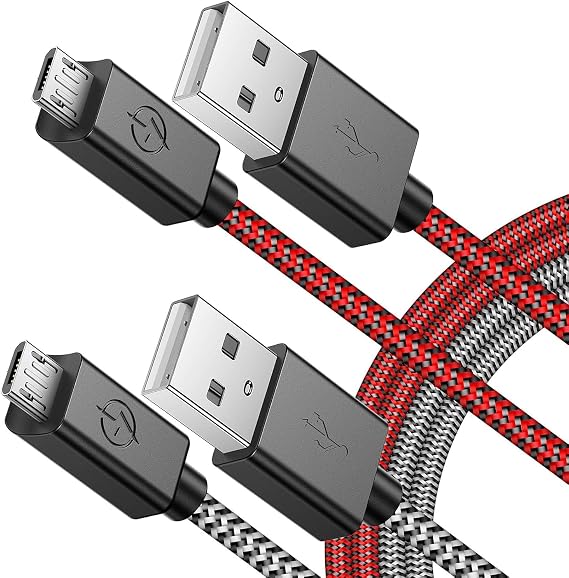 PS4 Controller Charger Cable 13FT Flush Curved Connector Design for Snug Fit - 2 Pack Nylon Braided Long Micro USB Charging Cord Data Sync Wire Accessories for PlayStation Dualshock 4 Controller