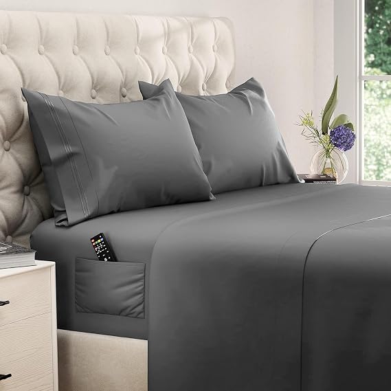 DREAMCARE King Size Sheets Set - King - Extra Deep - Dark Gray