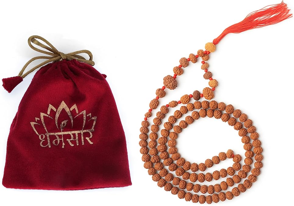 9 Mukhi Rudraksha Mala 108 Beads, Original Certified Nine Face Rudraksha Japa Mala for Men & Women, Energized Spiritual Necklace for Meditation, Pooja & Astrology