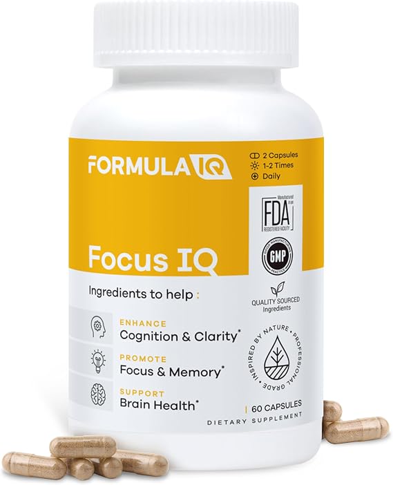 Formula IQ Focus IQ Brain Supplements for Memory and Focus, 60 Capsules