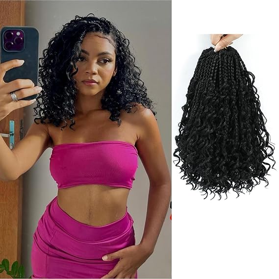 Boho Braids Crochet Hair for Black Women 8 Inch Box Braids 1B