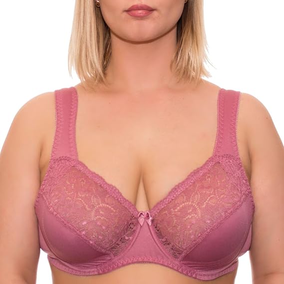 Underwire Full Coverage Bra Plus Size Bras for Women Wide Strap Unlined Cups Support Panels
