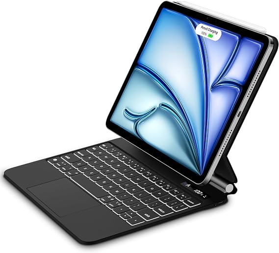 GOOJODOQ Magnetic Keyboard for iPad Air 11 inch M3 2025/M2 2024 & iPad Pro 11 inch (4th/3rd/2nd/1st) Gen 2022,iPad Air 5th/4th Gen 10.9",Upgraded Trackpad with 7 Color Backlit Floating Keyboard-Black