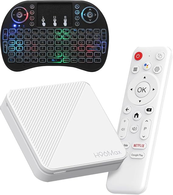 H96 MAX TV Box, Ad-Core 64-bit Cortex-A53 CPU, Android 14.0 TV Box, 4K Compatible, 2GB + 16GB WiFi, 6.0/100M LAN, USB2.0 Voice Remote Control