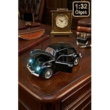 Çek Bırak Beetle Vosvos Araba 1:32 Ölçek Sesli Işıklı Kapıları Açılan Model - Siyah