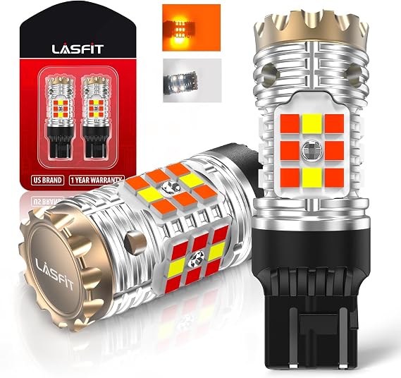 LASFIT 7443CK LED Bulb 7444CK ONLY for CK socket for 2019-2025 Ram 1500, for 2018-2024 Jeep Wrangler, Switchback Amber/White CANBUS LED Turn Signal Light Error Free Anti Blinker Bulb Hyper Flash(2pcs)