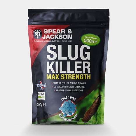 Spear & Jackson Slug Killer Lentils, 300g, High-Strength Formula, 500m² Coverage, Turbo Disc Bait Technology