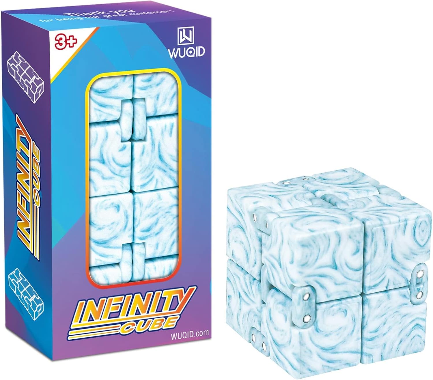 Infinitycube Fidget Toy, Unique Tie-Dye Infinitycube for Kids and Adults, Relaxing Hand-Held Toy for Stress Relief Light Blue
