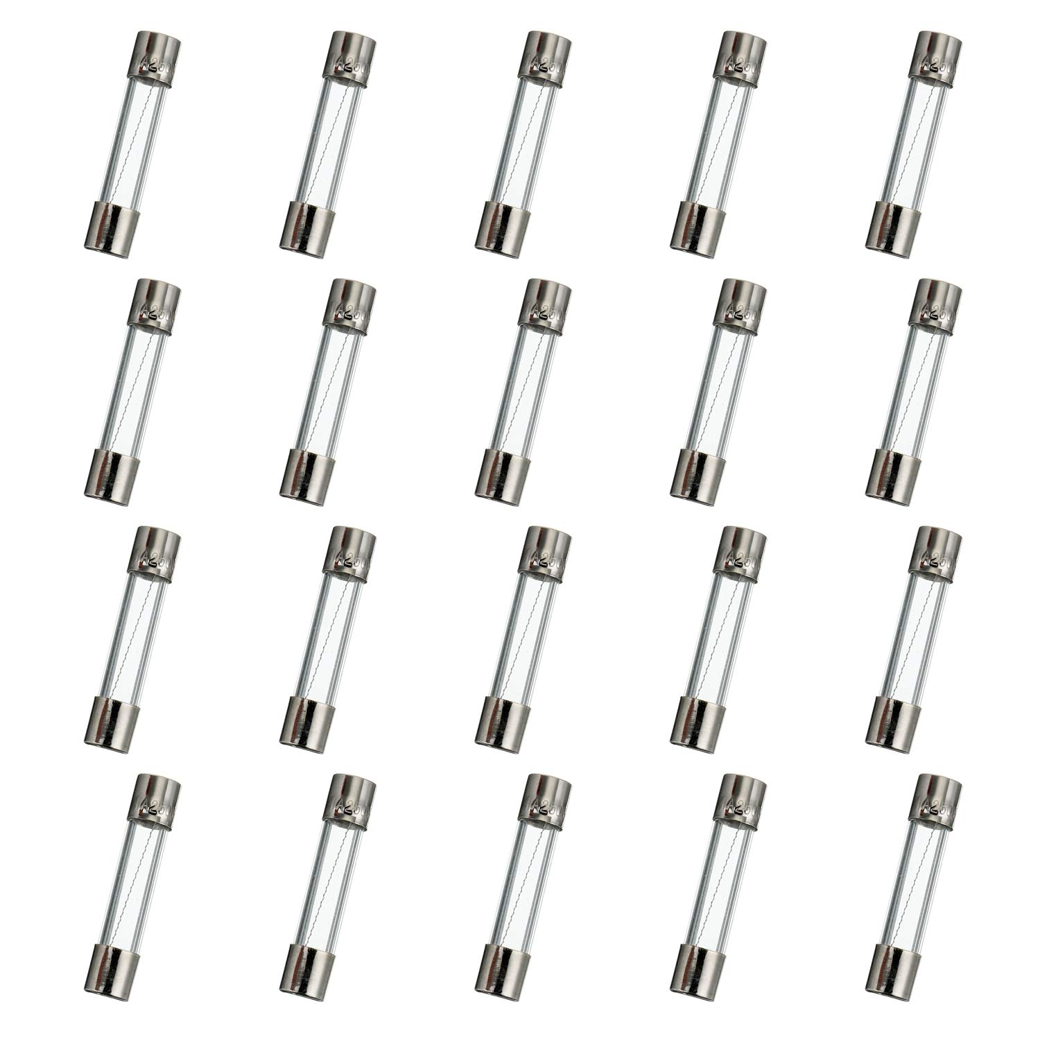 HUAREW T1AL250V 20 Pcs 6x30mm Slow Blow Glass Fuse 1A 250V 0.24 x 1.18 inch time delay Fuse