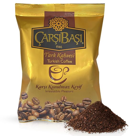 Carsbas Turkish Coffee Turk Kahvesi- Turksih Coffee- Premium Medium Roast, Rich Aroma & Smooth Flavor, 100% Pure Ground Coffee, Traditional Taste from Turkey, 100g (3.5 oz)