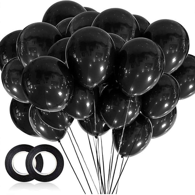 Balon Parlak Metalik Helyum Balon 10 Adet (SİYAH)