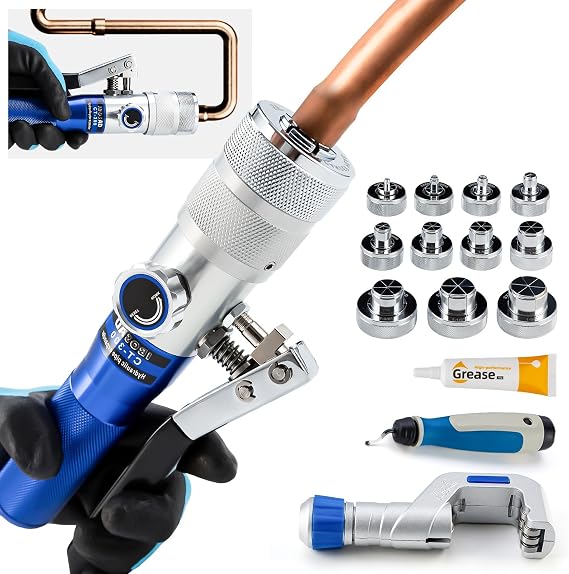 HVAC Hydraulic SWAGING tool kit for copper tubing Expanding 3/8 inch to 1-5/8 inch,with 11PCS Expanding Jaws