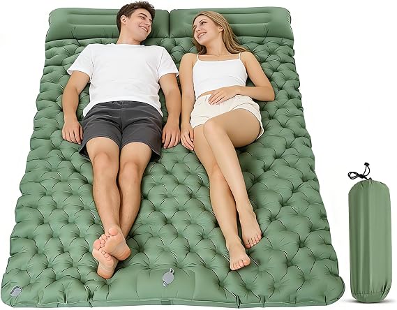 Sleeping Pad Double Camping Air Bed Mat Self Inflating 190x120cm, Camping Mattress Portable Air Bed Waterproof Compact 30x18cm for Outdoor, Sleeping Mats for Camping & Travel