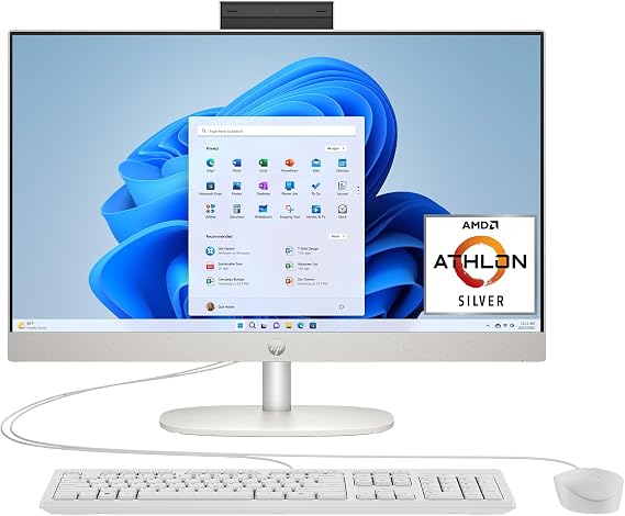 HP 23.8 inch All-in-One Desktop PC, FHD Display, AMD Athlon Silver 7120U, 8 GB RAM, 256 GB SSD, AMD Radeon Graphics, Windows 11 Home, Shell White, 24- cr0410 2025