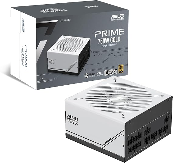ASUS Prime 750W Gold (750 Watt, ATX 3.1 Compatible, Fully Modular Power Supply, 80+ Gold Certified, Dual Ball Bearings, Two Color Options in One, )