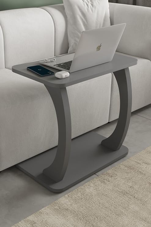 interGO, C Ayaklı Laptop Sehpası, Koltuk Sehpası, Kahvaltı Masası, Çalışma Sehpası, Antrasit, LP3