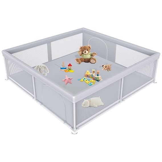 Extra Large Baby Playpen 7979 Inch, Playpen with 2 Zipper Door for Babies and Toddlers, Play Pen Pin Indoor Outdoor Baby Play Fence