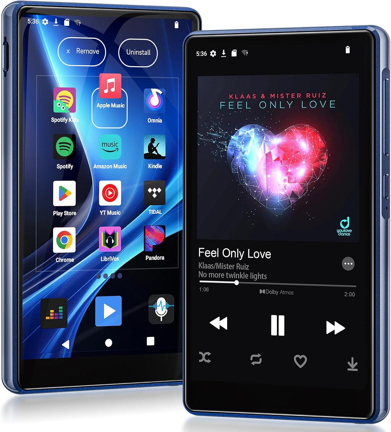 160GB Android Music Player Bluetooth WiFi 4.5 Inch Touch Screen MP3MP4 Player Support Spotify KidsAmazon MusicYouTubePandoraAudibleGoogle Play, Built-in Speaker Parent and Child Settings, 1TB Expandable