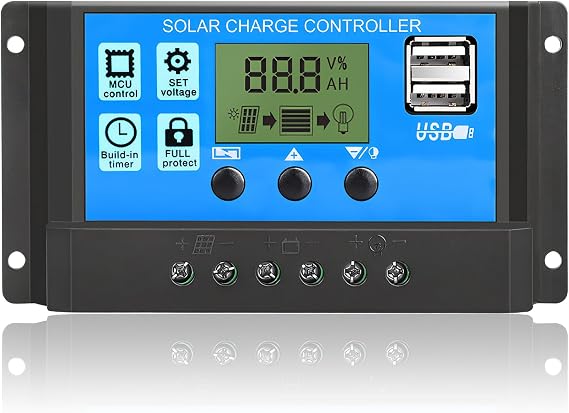 Solar Charge Controller Panel 30A, 12V/24V PWM Auto Parameter Adjustable