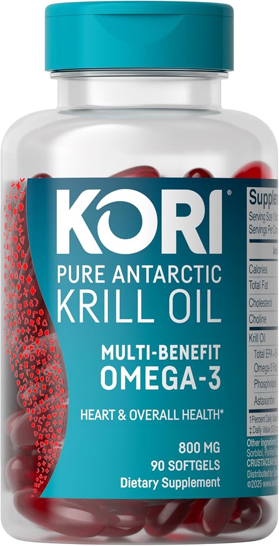 Kori Krill Oil Omega-3 EPA DHA, Phospholipids & Astaxanthin, 800mg, 90ct