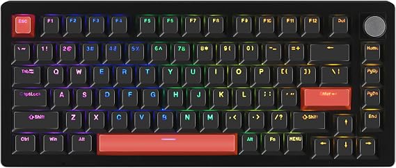 DrunkDeer A75 Rapid Trigger Mechanical Keyboard Magnetic Switch Keyboard Gaming PBT Keycap Double Shot 82Key OEM Profile 75% Layout Compact USB Wired Black