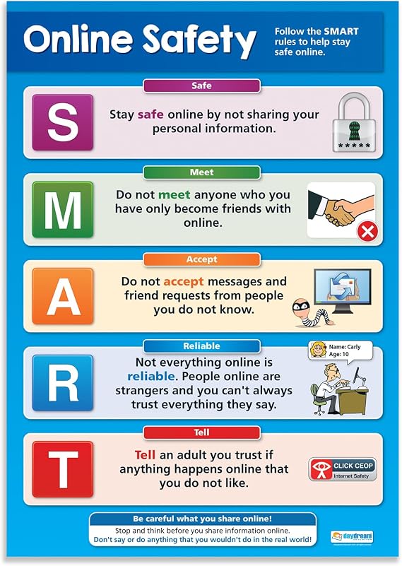 Daydream Education Online Safety Poster - Gloss Paper - LARGE FORMAT 33" x 23.5" - Internet Safety Classroom Decoration- Bulletin Banner Charts